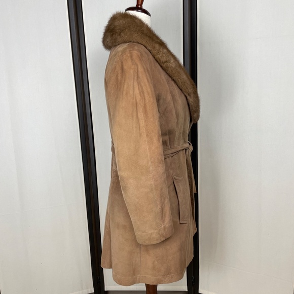Vintage Suede Coat Fur Collar New England Sportswear Co. Size Unknown - Picture 4 of 14